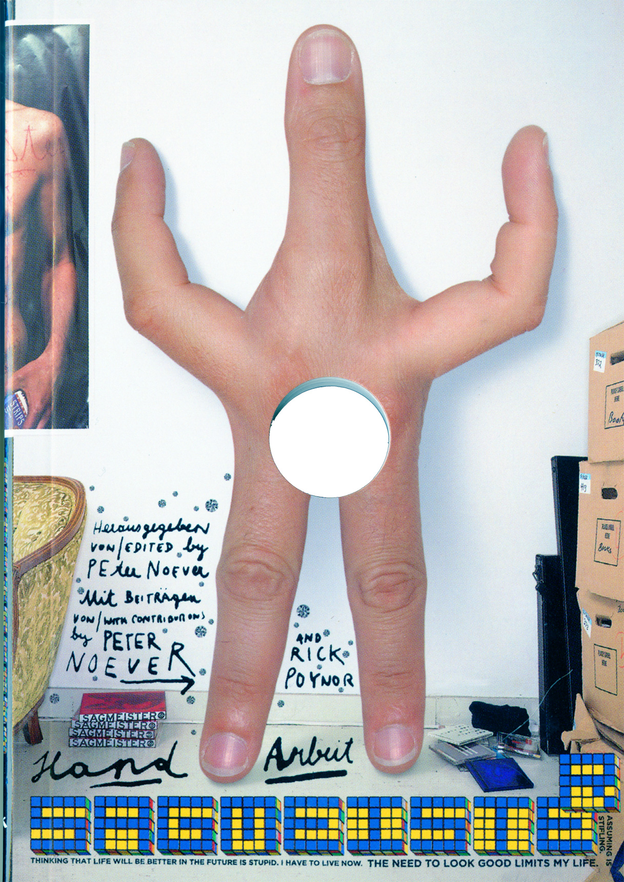 book cover with hole in center for a finger to go throug